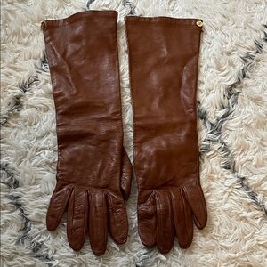 Tory Burch Brown Leather Gloves